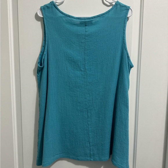 bryn Walker Blue Tank Top Flowy Sleeveless Blouse Size Small Lightweight Beach - Picture 5 of 6